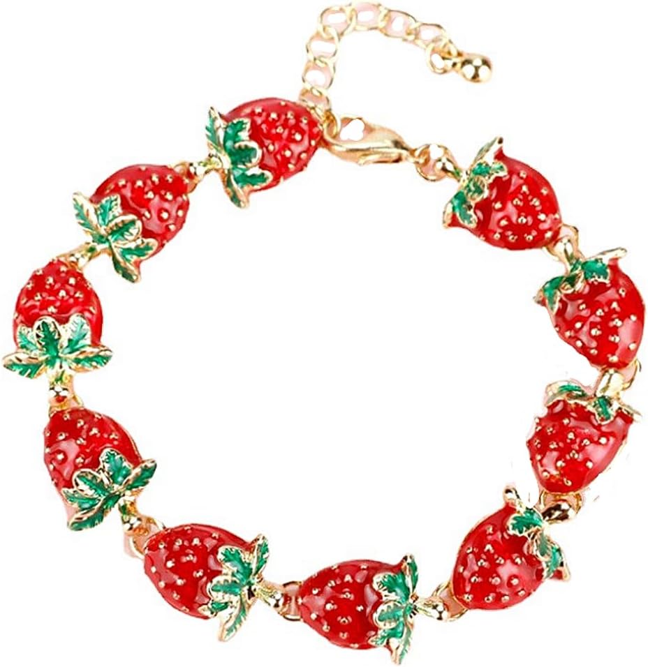 Strawberry Bracelet Mini Exquisite and Cute Fruit Bracelet Flower Strawberry Bracelet for Women