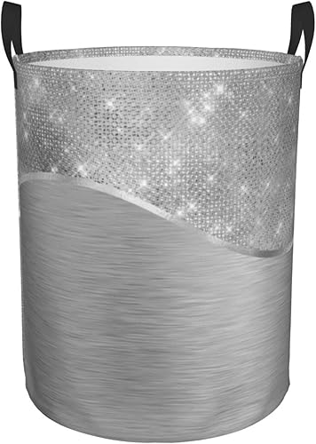 Cesta de lavandería plegable con purpurina plateada en el dormitorio, impermeable, en el baño, bolsa de lavandería grande en el dormitorio