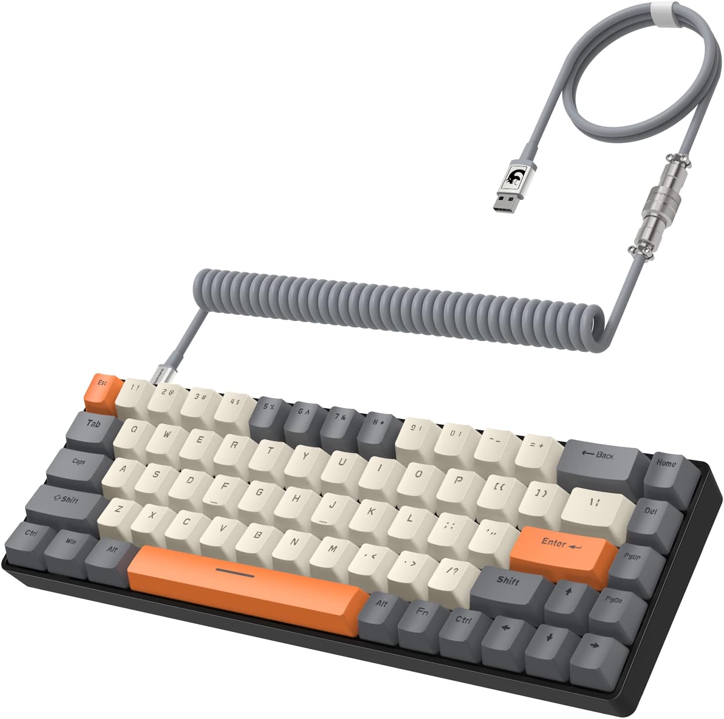 YINDIAO T8 60% Gaming Keyboard,68 Keys Compact Mini Wired Mechanical Keyboard with 18 Chroma RGB Backlit,Blue Switch,USB C Coiled Keyboard Cable,for PC,Laptop,Mac,PS4,XBOX-Dark Grey