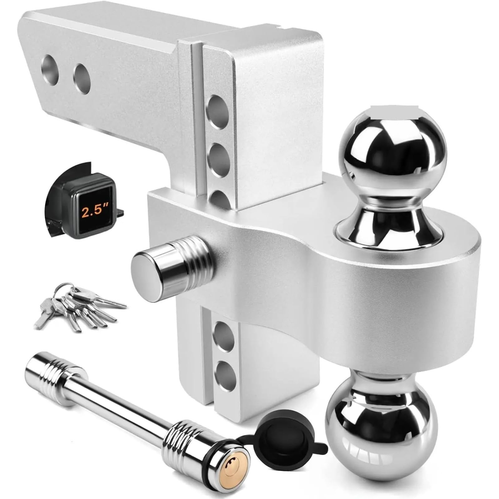 Enganche de Remolque, Enganche de Remolque Ajustable Aluminio (Compatible con Receptor 2,5"), elevación/caída 6 Pulgadas