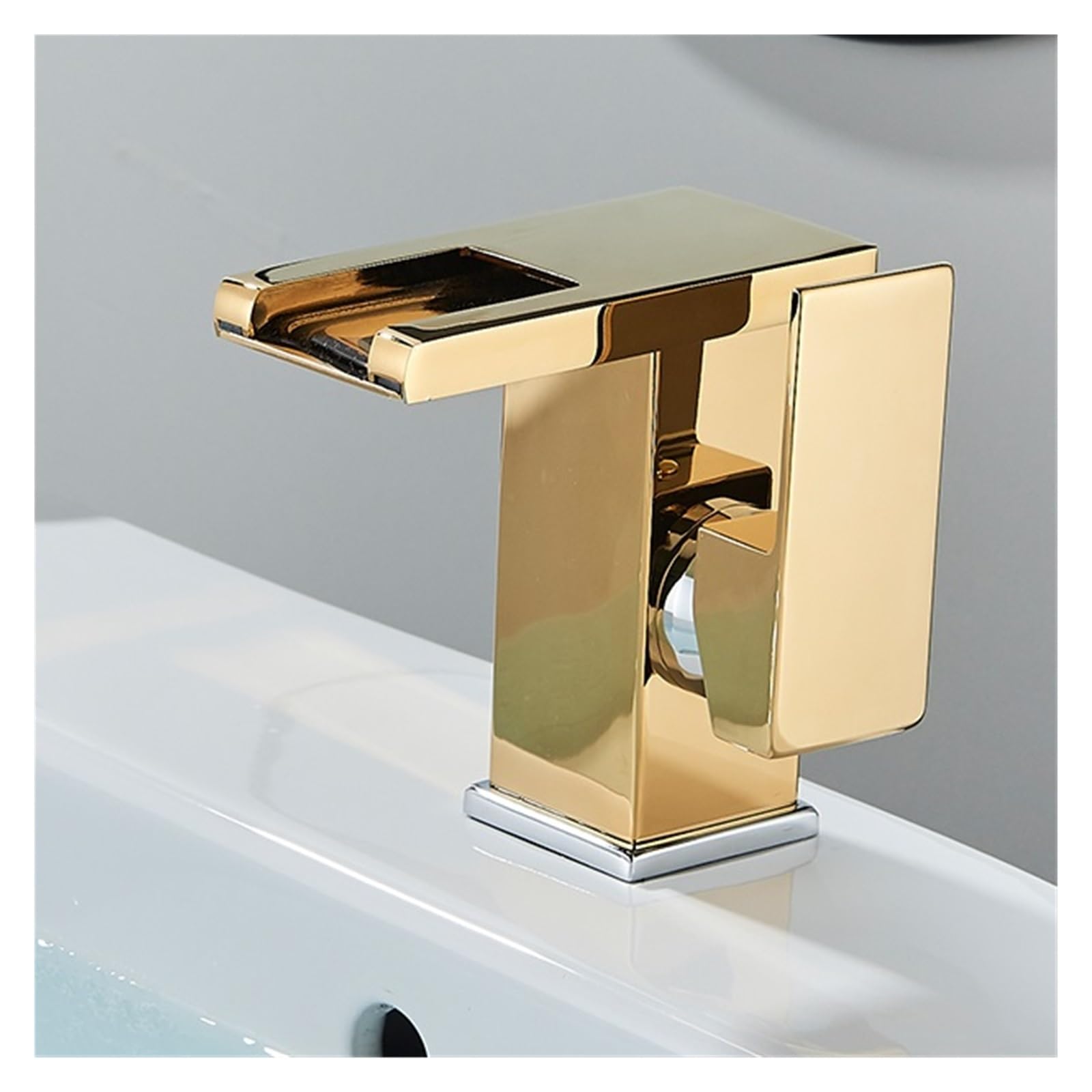 Robinet mitigeur cascade or à LED hydropropulsée pour vasque design