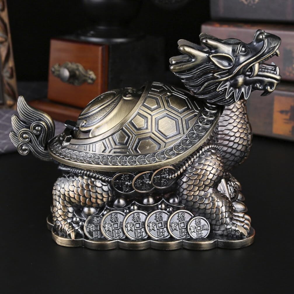 Portacenere Dragon Turtle in Metallo con Coperchio, 1 Pezzo