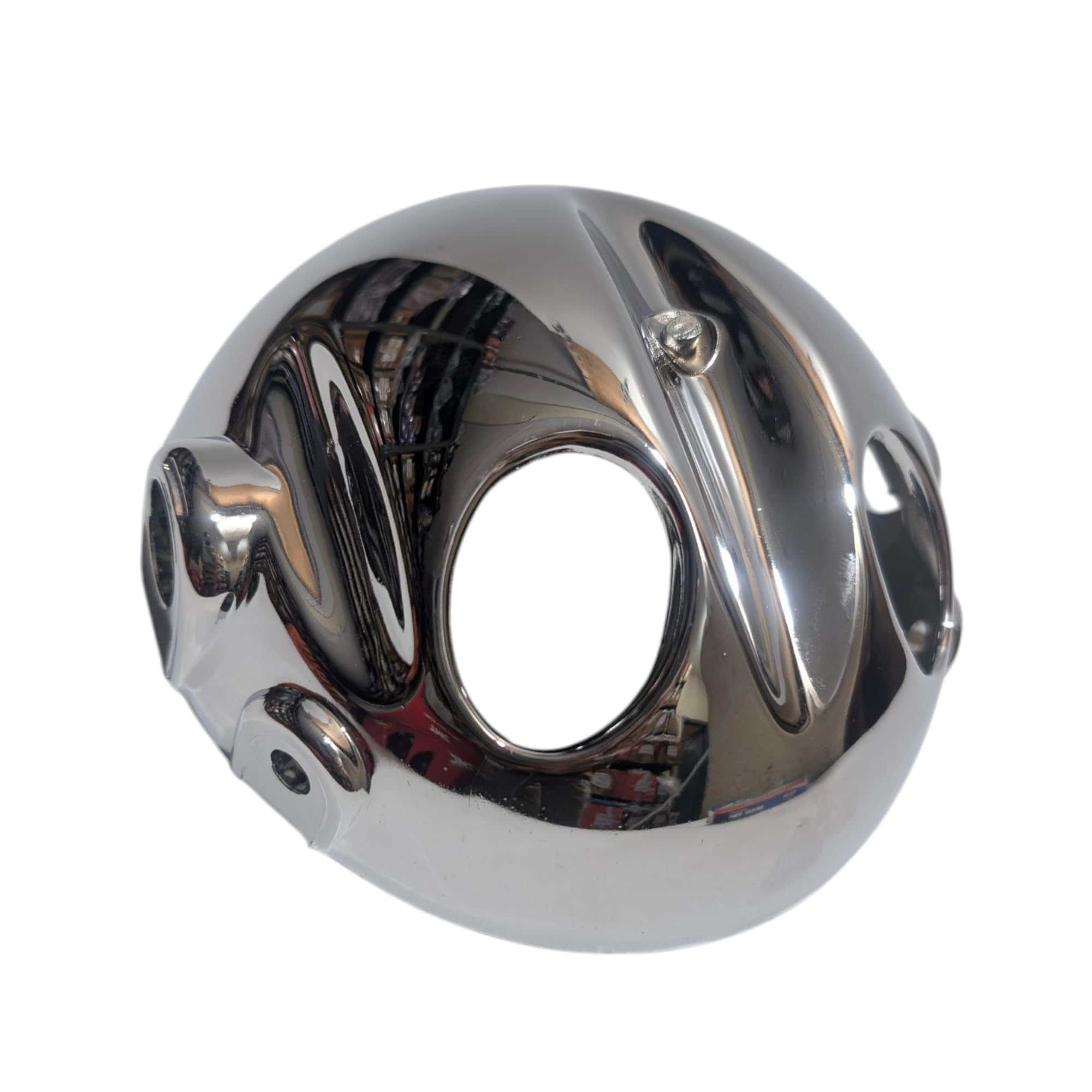 Chrome Headlight Dome/Chuppa for Yamaha RX 100 – 5.75 Inch | Chrome Finish, Round Headlamp, Bolt-On Fitment, Durable Construction, Motorcycle Accessory-image-2
