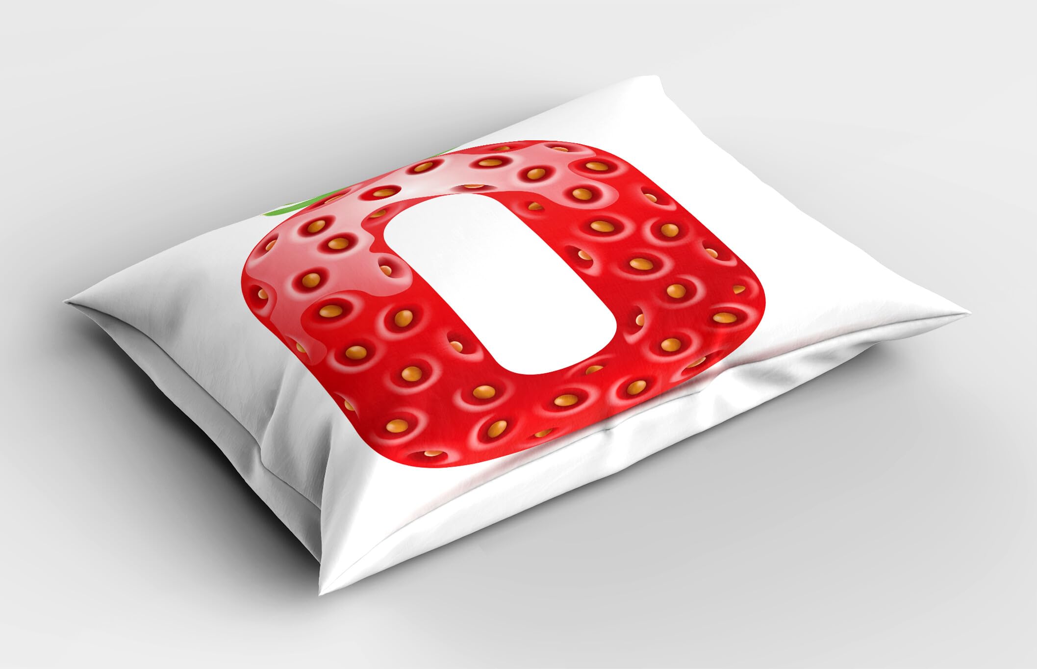 Ambesonne Letter O Pillow Sham Set of 2, Strawberry Style Food Funny Alphabet Capital Design Cartoon Look, Quality Microfiber Bedding Item for All Seasons, 26