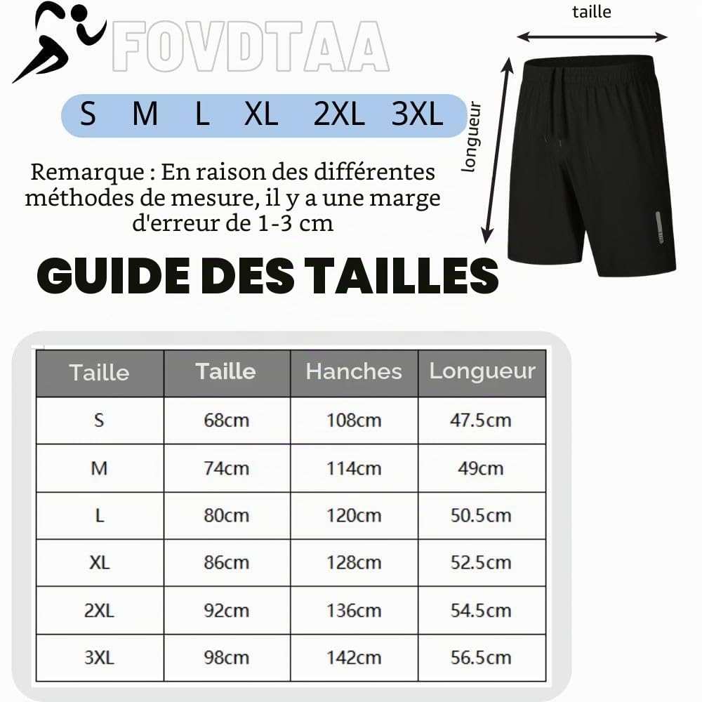 Lot de 3 shorts de sport pour homme à séchage rapide, pour la gym, la course à pied, l’entraînement