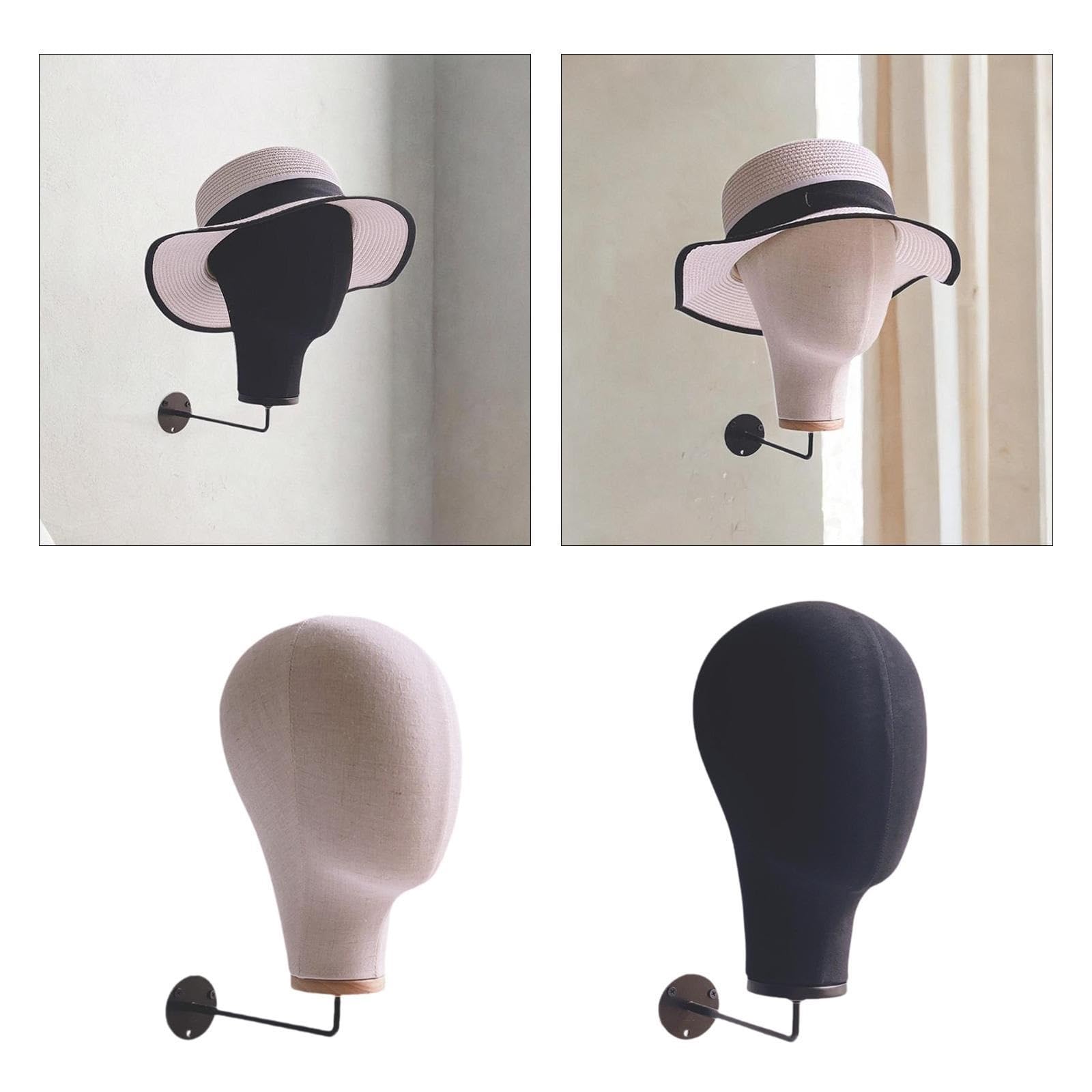 Espositore innovativo per testa di manichino, espositore per parrucche e cappelli, per centro commerciale e barbiere (nero)
