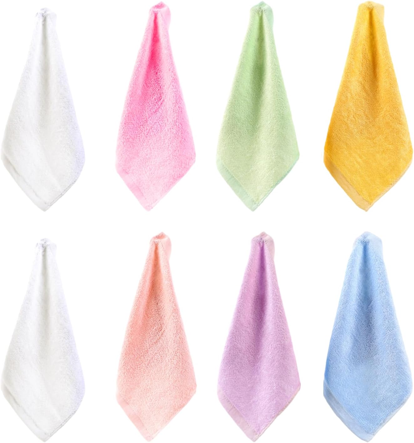 8 kleine vierkante doeken van vezels voor het gezicht, make-up verwijderen en reinigen, geschikt voor ouderen en kinderen, 25 x 25 cm