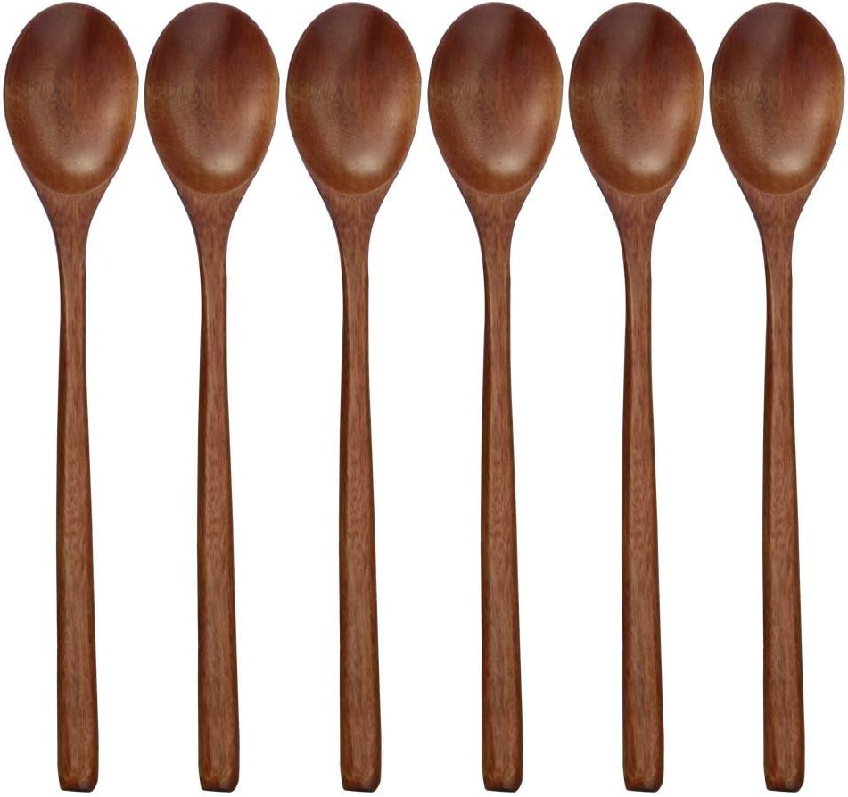 Lot De 10 Cuillères & Ustensiles En Bois De Teck Naturel – Spatules, Cuillères, Écumoire – 100 % Écologique & Anti-Rayures