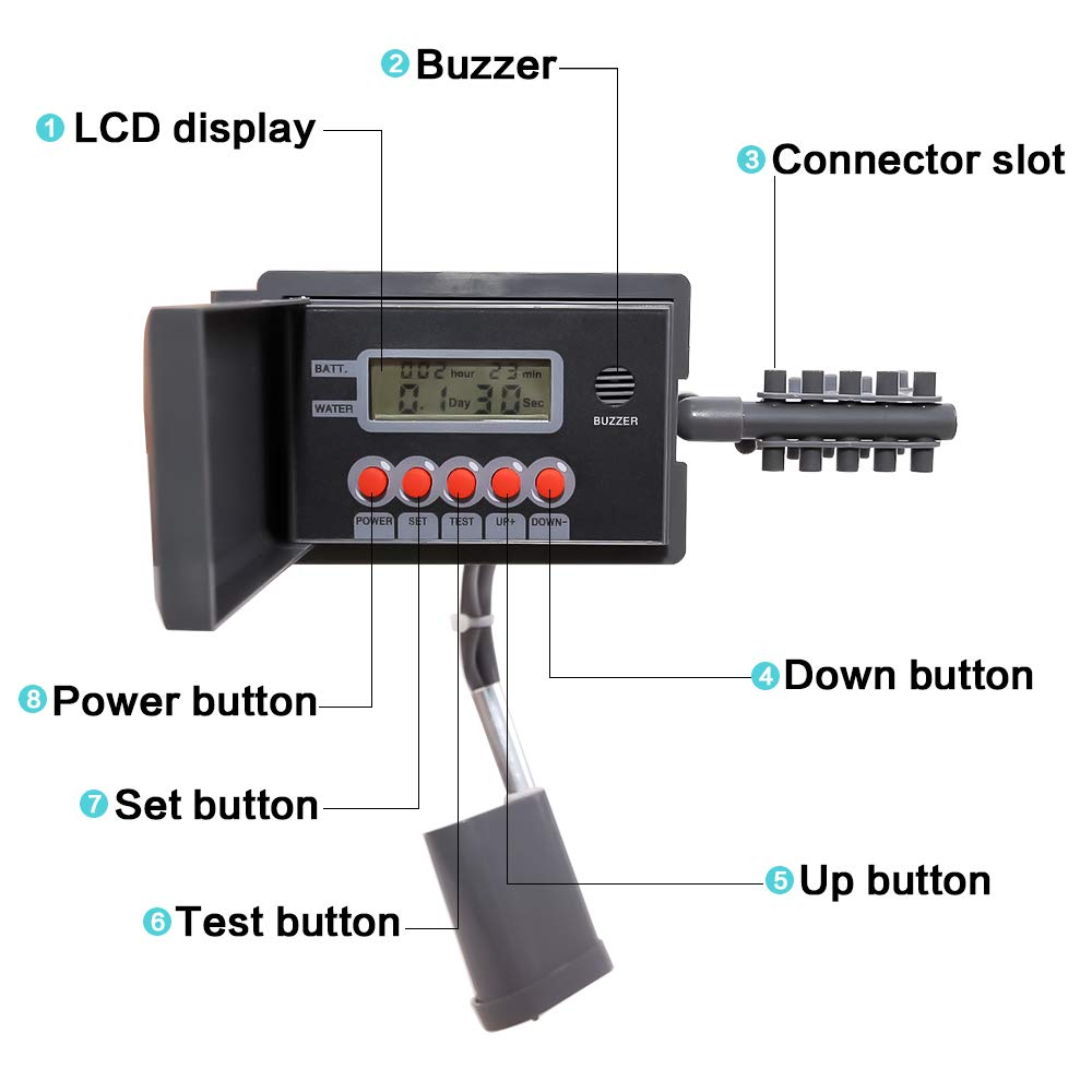 10 Plantas Temporizador de riego Inteligente con Sistema de riego automático Controlador de riego por Goteo, Gris
