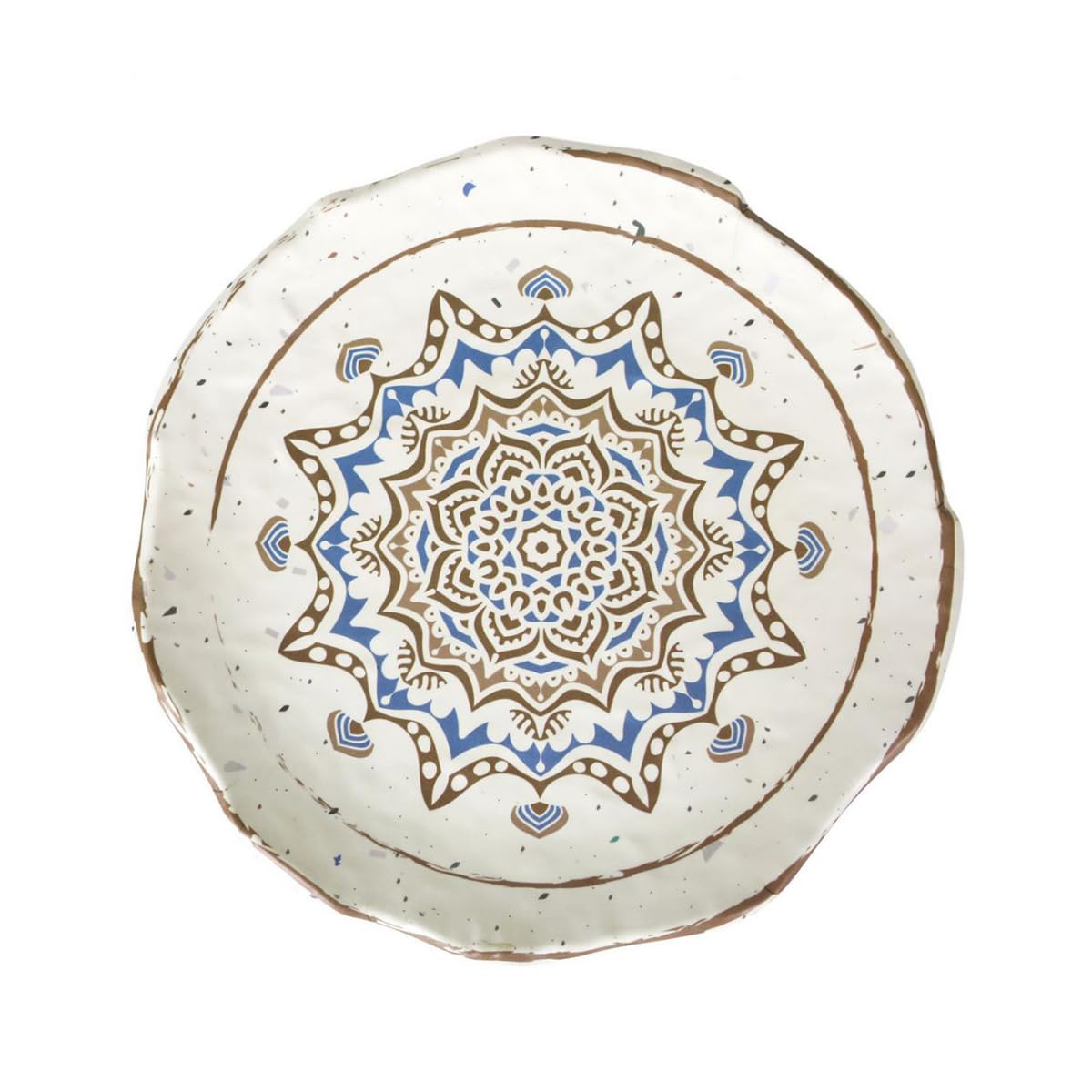 Service Assiettes MIA rondes de 3 Pièces plates en Porcelaine beige, plat de service pour entrées, desserts et salades - diamètre 28 x hauteur 3,5 cm
