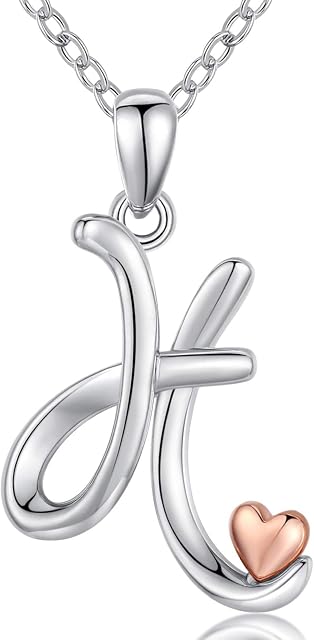 CELESTIA Initial Letters Necklace for Women Girls, Personalized 925 Sterling Silver Alphabet and Heart Pendant Jewellery A to Z