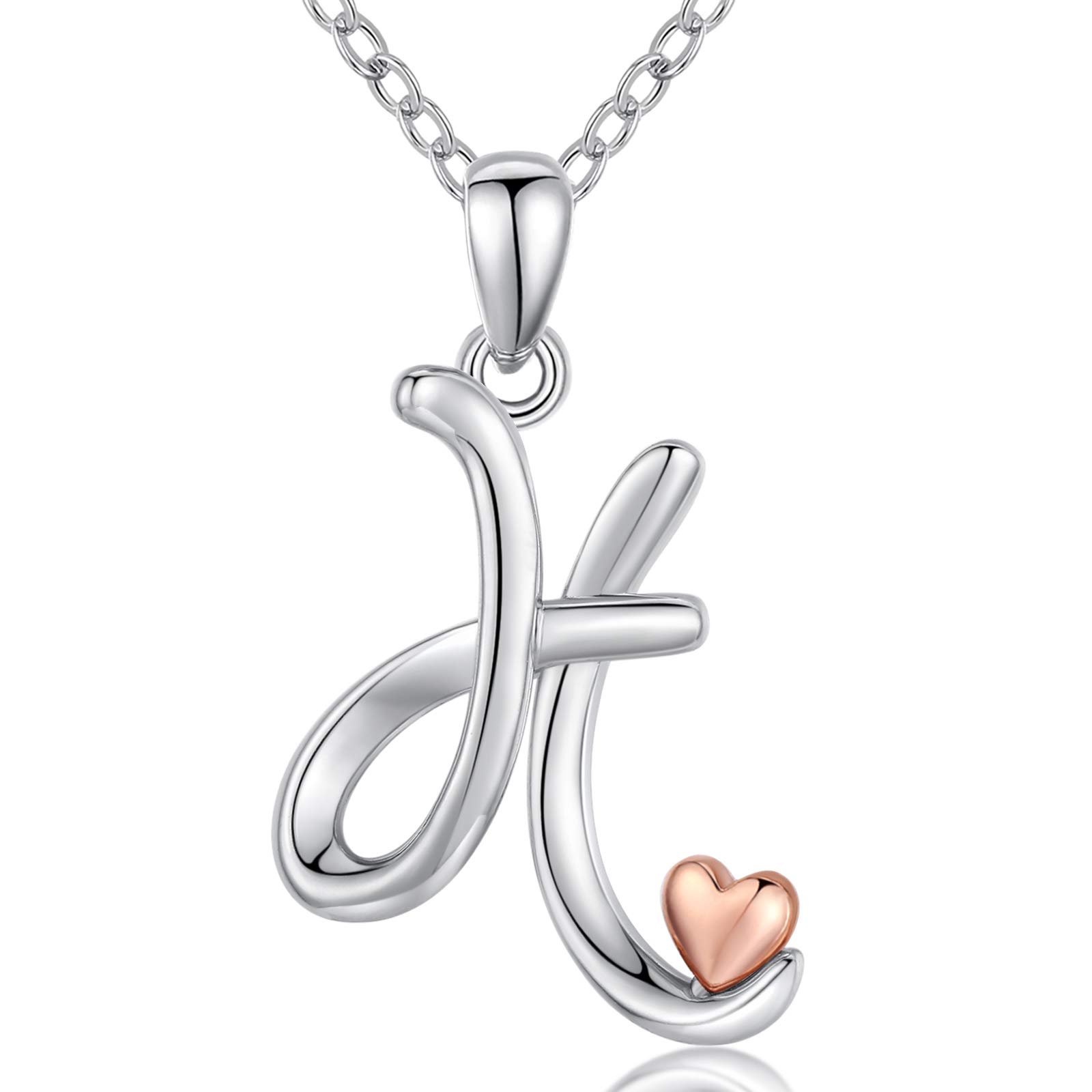 CELESTIA Mujer Collar Letras con Colgantes Inicial Nombre de Plata de Ley 925 Oro Rosa Joyas Personalizado Regalos para Hija Hermana Mujeres Joven Cumpleaños Navidad