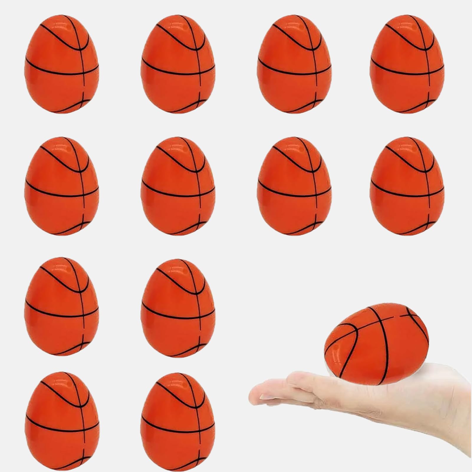 Animacoser White 12 Pcs Basketball Easter Egg Fillable Sport Easter Basket Stuffers Empty Plastic Filled Easter Eggs