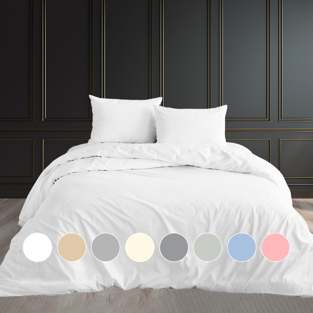 Rohi Super King Duvet Cover Set – Soft & Breathable Microfibre Duvet Cover with 2x Pillowcases - Anti Allergy White Bedding Set – Button Closure Design - (Super King 260x220cm – White)