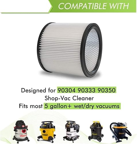 Miniatura 2 de ANBOO Filtro para aspiradora Shop Vac 90304 90350 90333 9030400 con tapa, 2 filtros de espuma 90585, 2 filtros 9010700 con banda de retención y 3