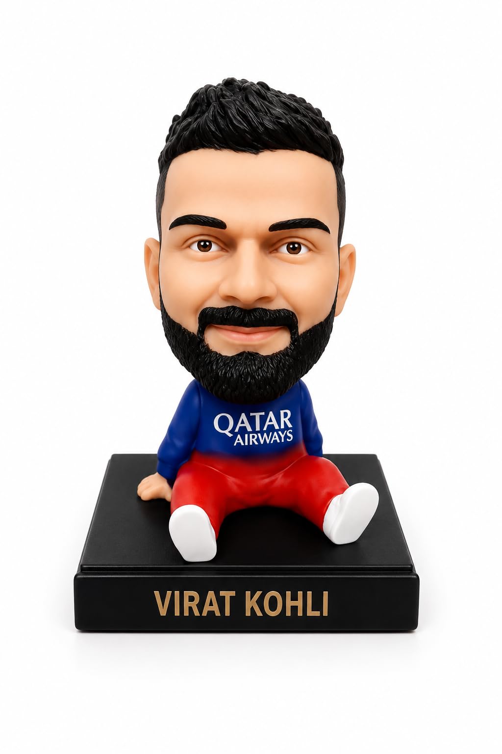APJ Virat Inspired Premium Bobblehead Figure, Blue & Red Jersey Qatar, with Mobile Phone Holder Black Base, 12 cm(H),7.5 cm(W)-image-38