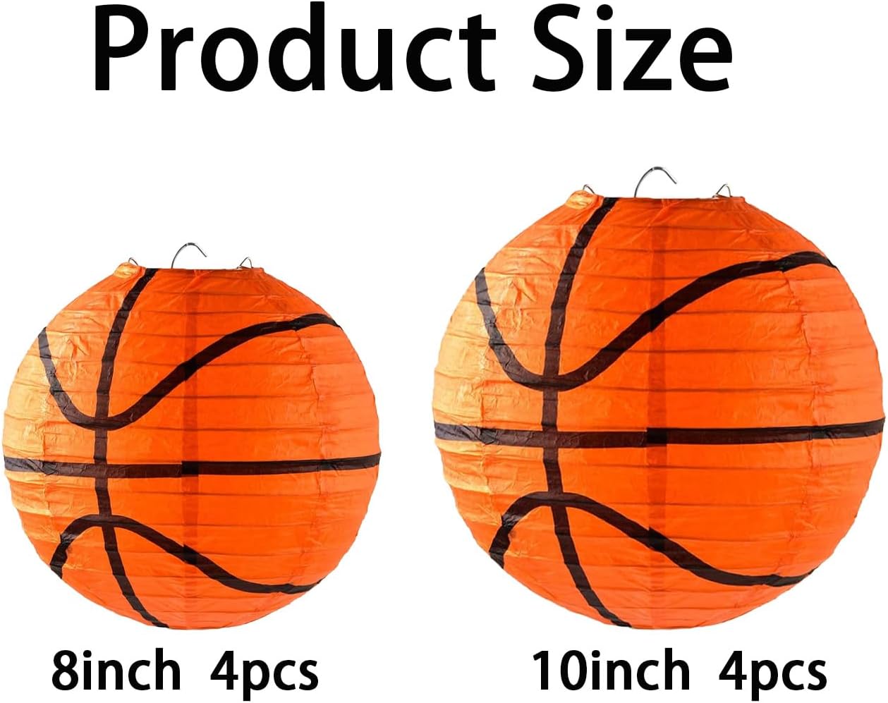 CC wonderland zone 8 Pcs Basketball Party Decorations Paper Lanterns (8 Inch & 10 Inch) - Basketball Hanging Decor for Sports Theme Birthday Baby Shower Centerpieces