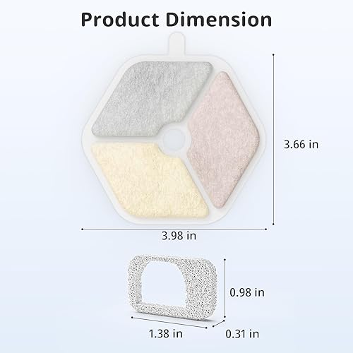 Miniatura 4 de Paquete de 9 + 9 filtros y esponjas para fuente de agua inalámbrica para gatos de 152 oz4.5 L, sistema de filtración triple para modelos PTM-643