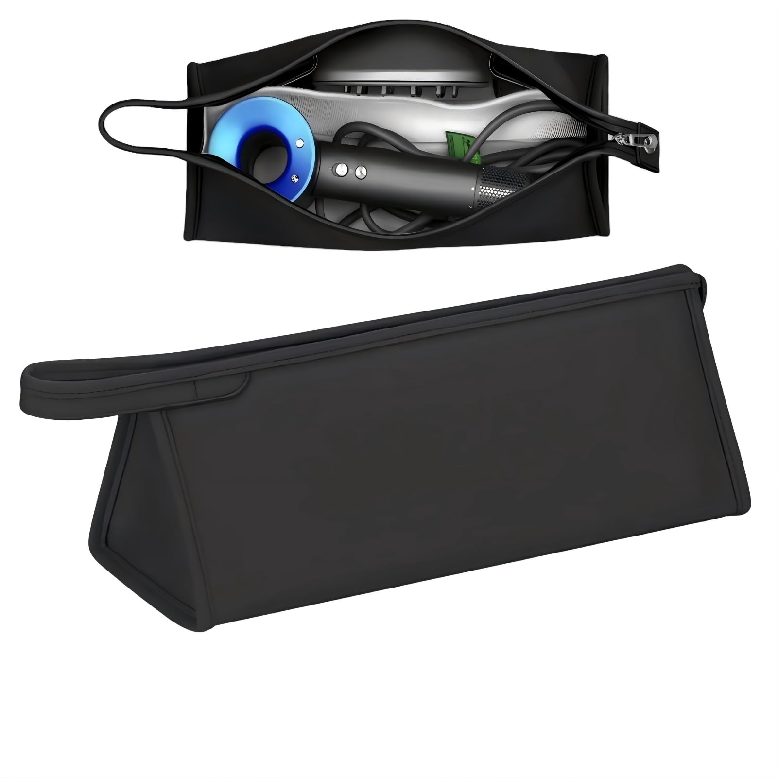 1 PCS Fits Dyson Hair Dryer Case Hair Tool Bag, PU Leather Travel Protection Bag, Portable Waterproof Dustproof Storage Bag Organizer for Shark HD430 FlexStyle for Dyson Airwrap Travel Case (Black)