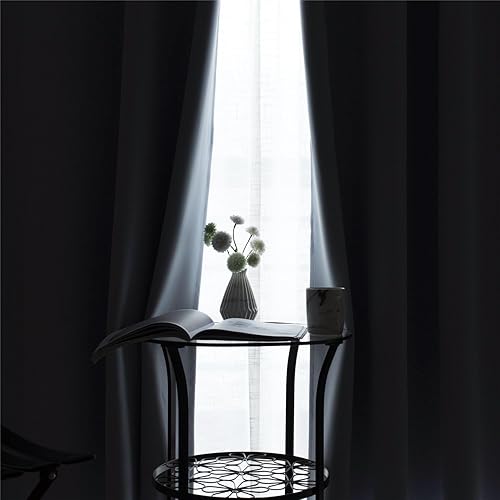 Vista 149 de Mangata Casa - Cortinas opacas para dormitorio, 2 paneles, cortinas térmicas para ventana, para sala de estar, cortinas que oscurecen. Azul marino