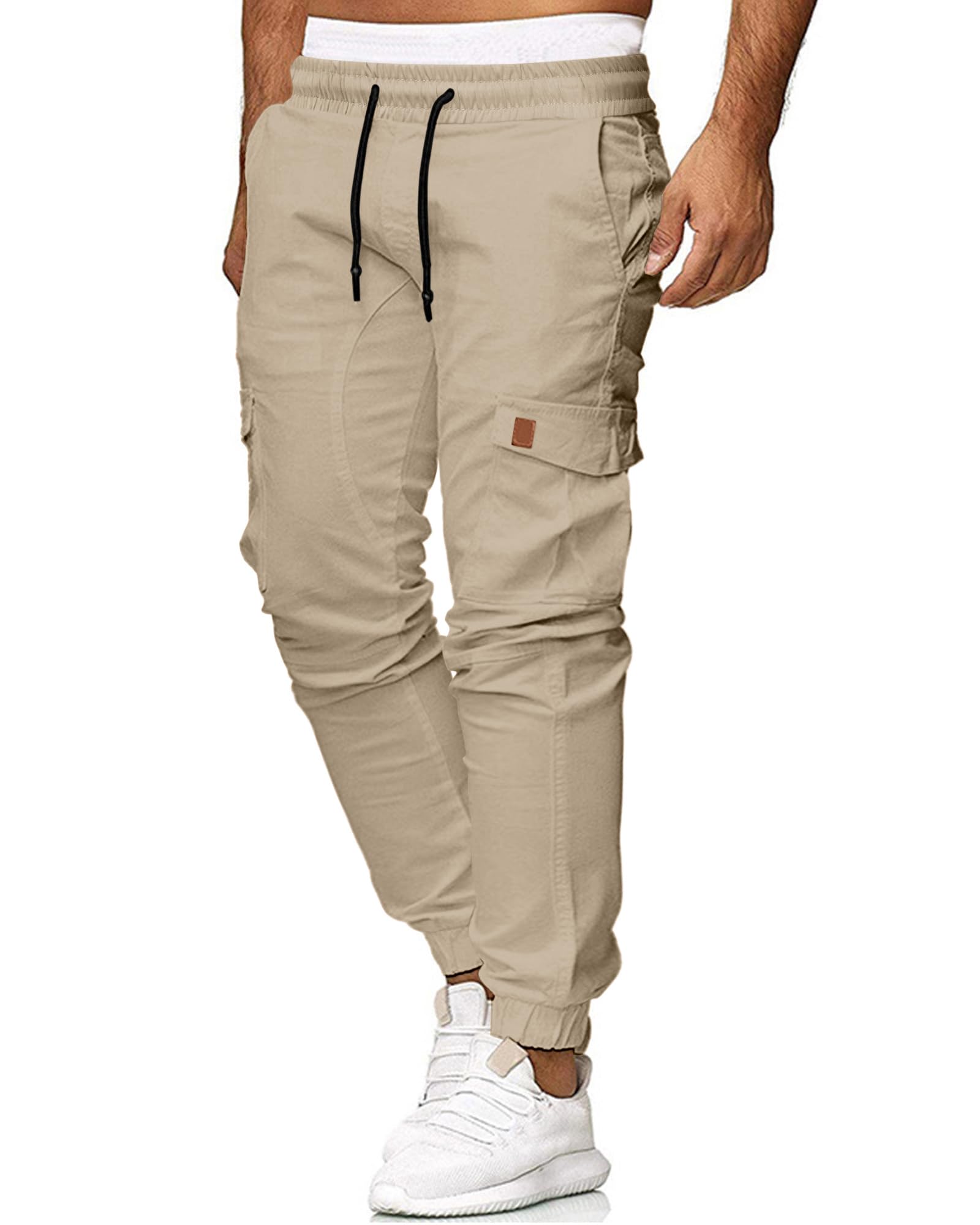 Herren Cargo Hose Casual Work Combat Jogger Slim Fit Drawstring Hose mit Taschen