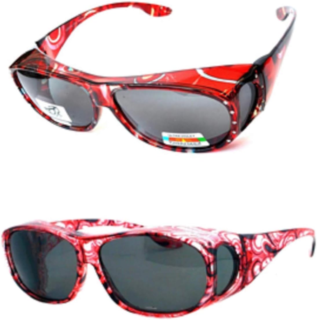 2 Pair Large High Definition Polarized Rhinestone Fit Over Reading Glasses Sunglasses Anti Glare Oval Rectangular