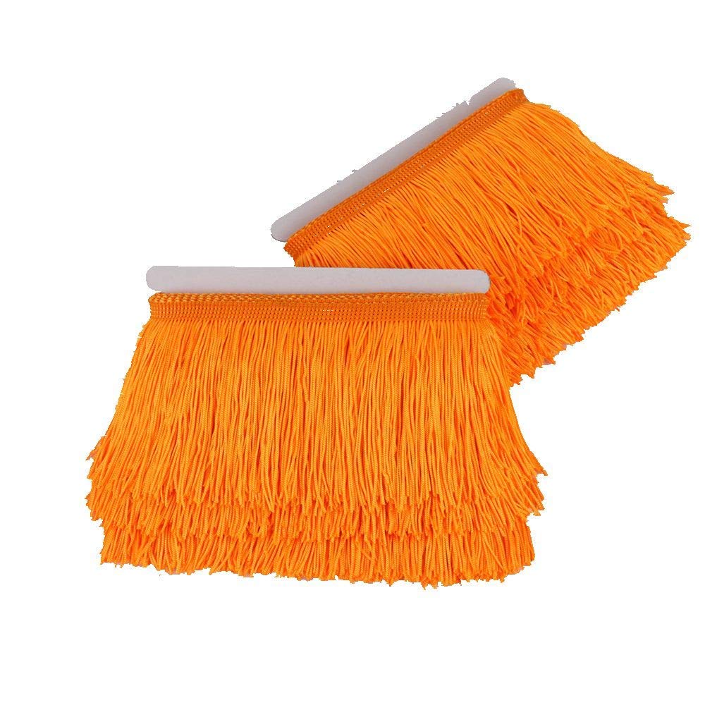 Heartwish268 Fringe Trim Lace Polyerter Fibre Tassel 4inch Wide 10 Yards Long for Clothes Accessories Latin Wedding Dress DIY Lamp Shade Decoration Black (Orange Red)