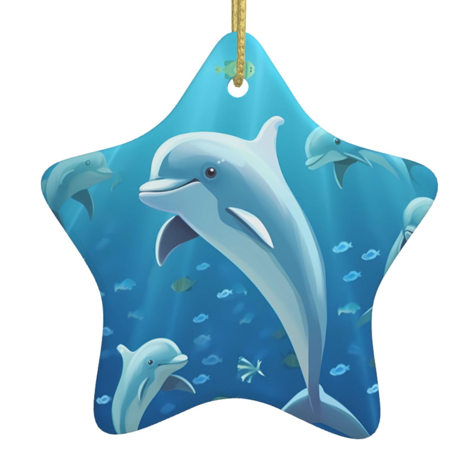 Fodpand Women's White Dolphin Christmas Ornaments 2025, Gift Exchange For Men, Collectible Ceramic Ornament Star Hanging Ornaments For Christmas Tree Decoration