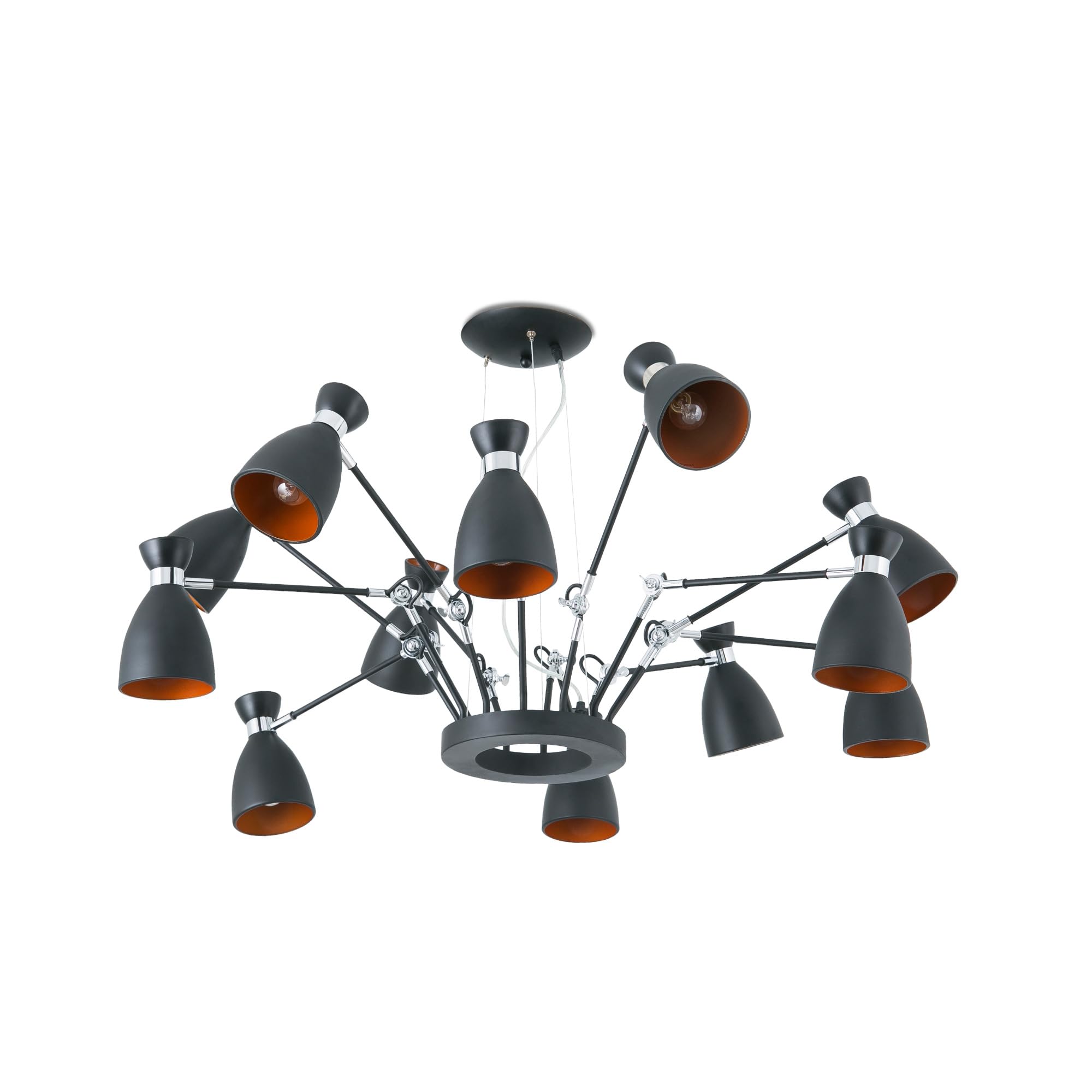 Faro Barcelona 20048 - RETRO 12L Lampada sospensione nera e rame