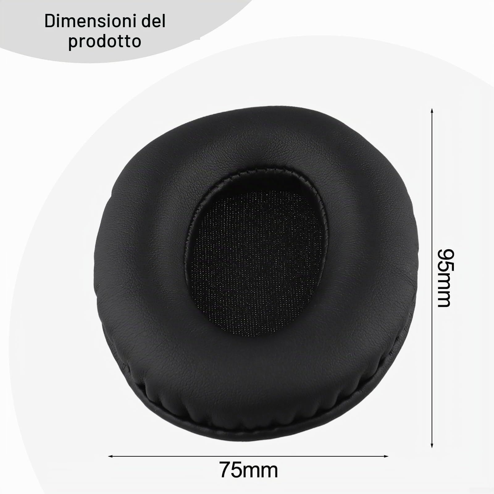Cuscinetto Ovale Per Cuffie In Spugna E Pelle – Misura 75x95mm, Nero, Morbido E Imbottito, Facile Da Montare