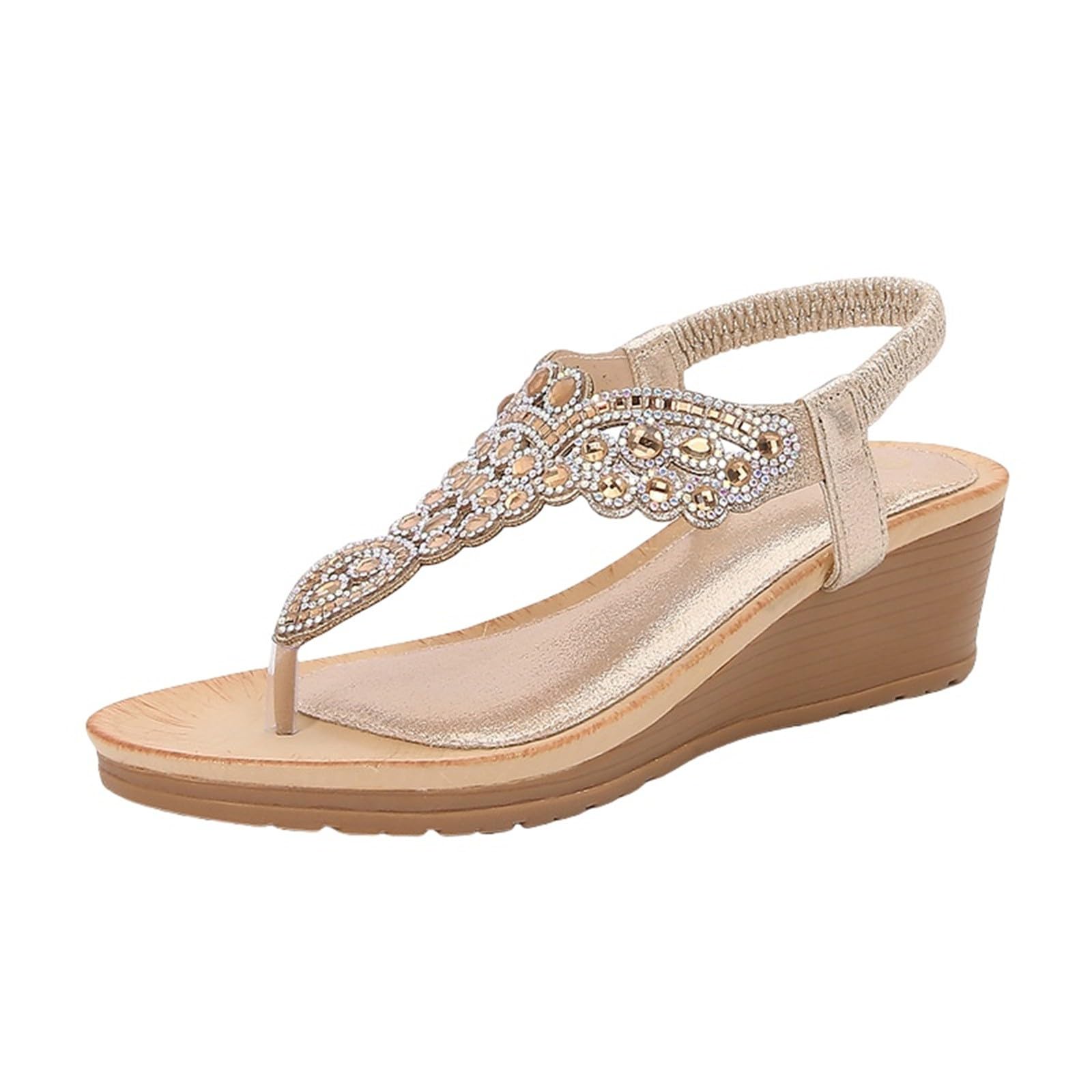 Sandalo Zeppa Donna Scarpe Eleganti Basse Sandali da donna nuovi estivi comodi e alla retrò stile etnico leggero spiaggia vacanza tacco elastico fondo Sandali Con Tacco Sandalo Estivo Elegante