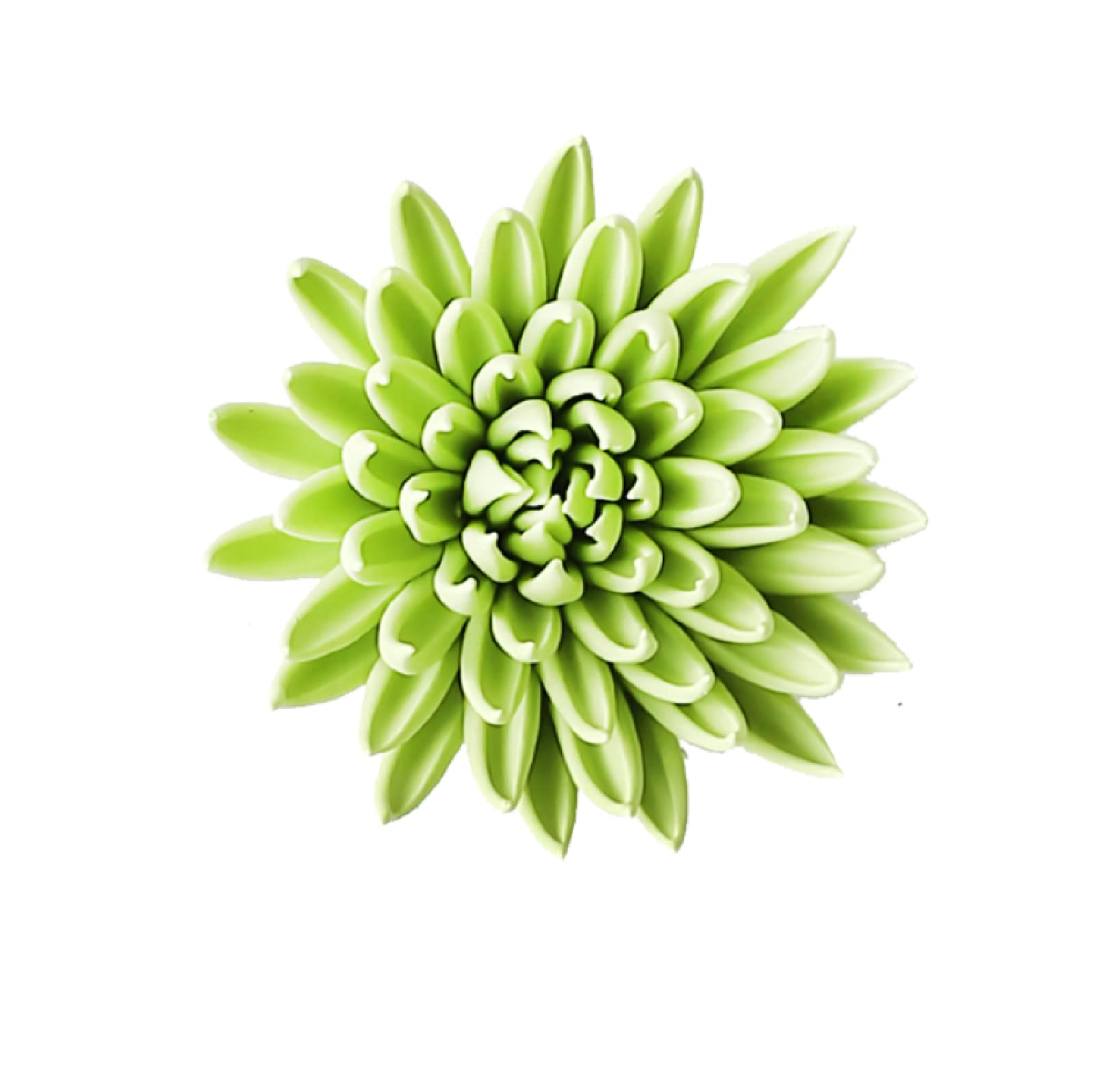 KJOLWHCQ Elegant Artificial Handcrafted Ceramic Green chrysanthemum Flower Sculpture 3D Wall Art Decor Home Office Wedding Gift 13cm