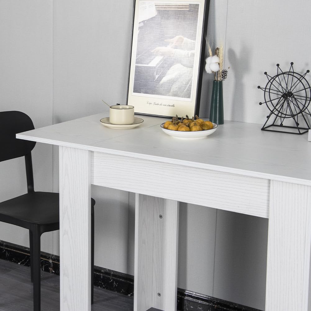 Shally Dogan Tavolo Allungabile Sala da pranzo Bianco da 90 x 60 cm a 120 x 60 cm, Design Moderno, Estensibile Salvaspazio, Ideale per Sala Pranzo, Soggiorno, Cucina, Arredamento (Bianco Frassinato)