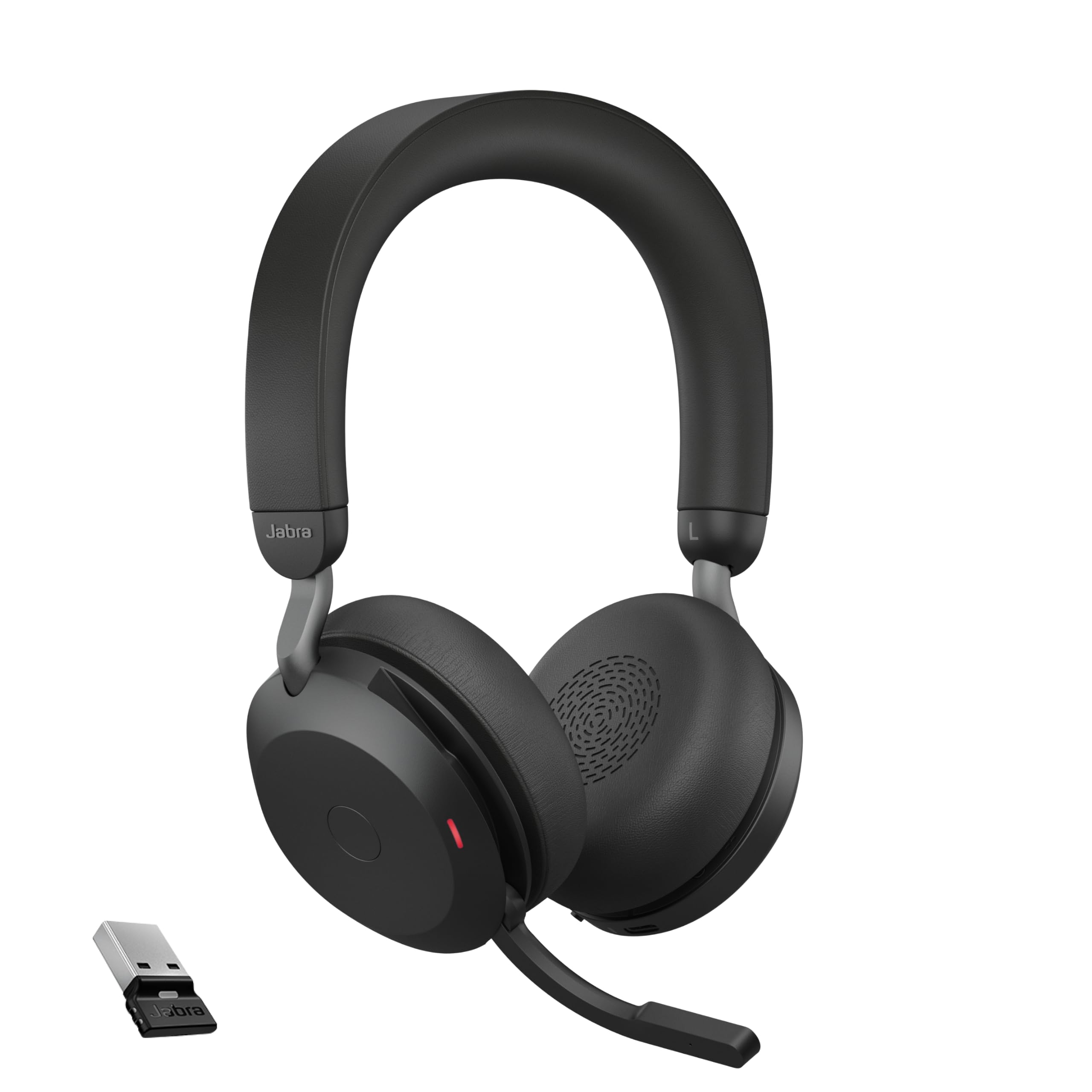 Jabra Evolve2 65 Auriculares Inalámbricos Estéreo PC con Cancelación de Ruido - Certificados para Microsoft Teams - Batería de Larga Duración - Adaptador Bluetooth USB-A - Negro