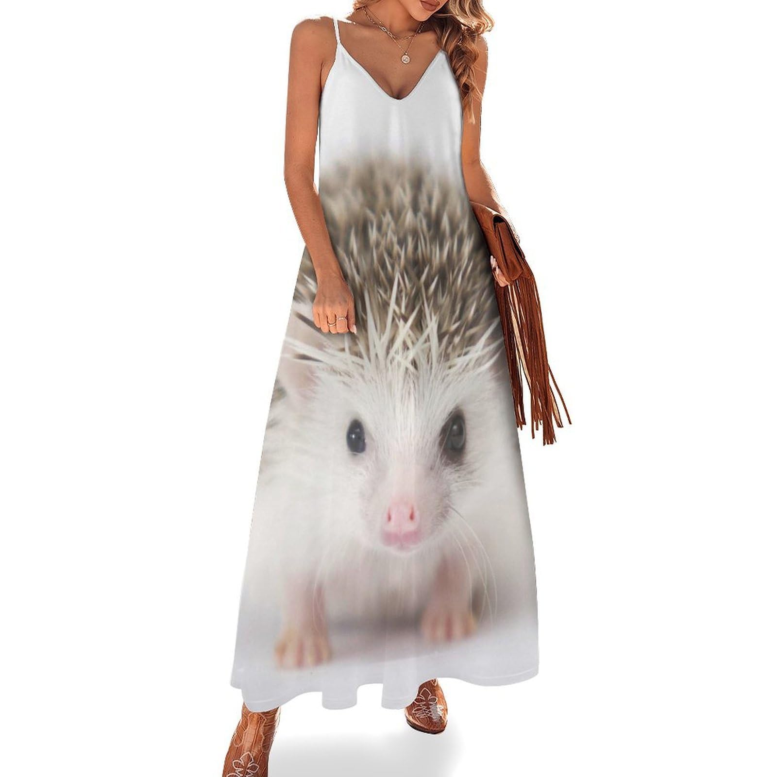 Robe maxi pour voyages et plage à imprimé hérisson mignon
