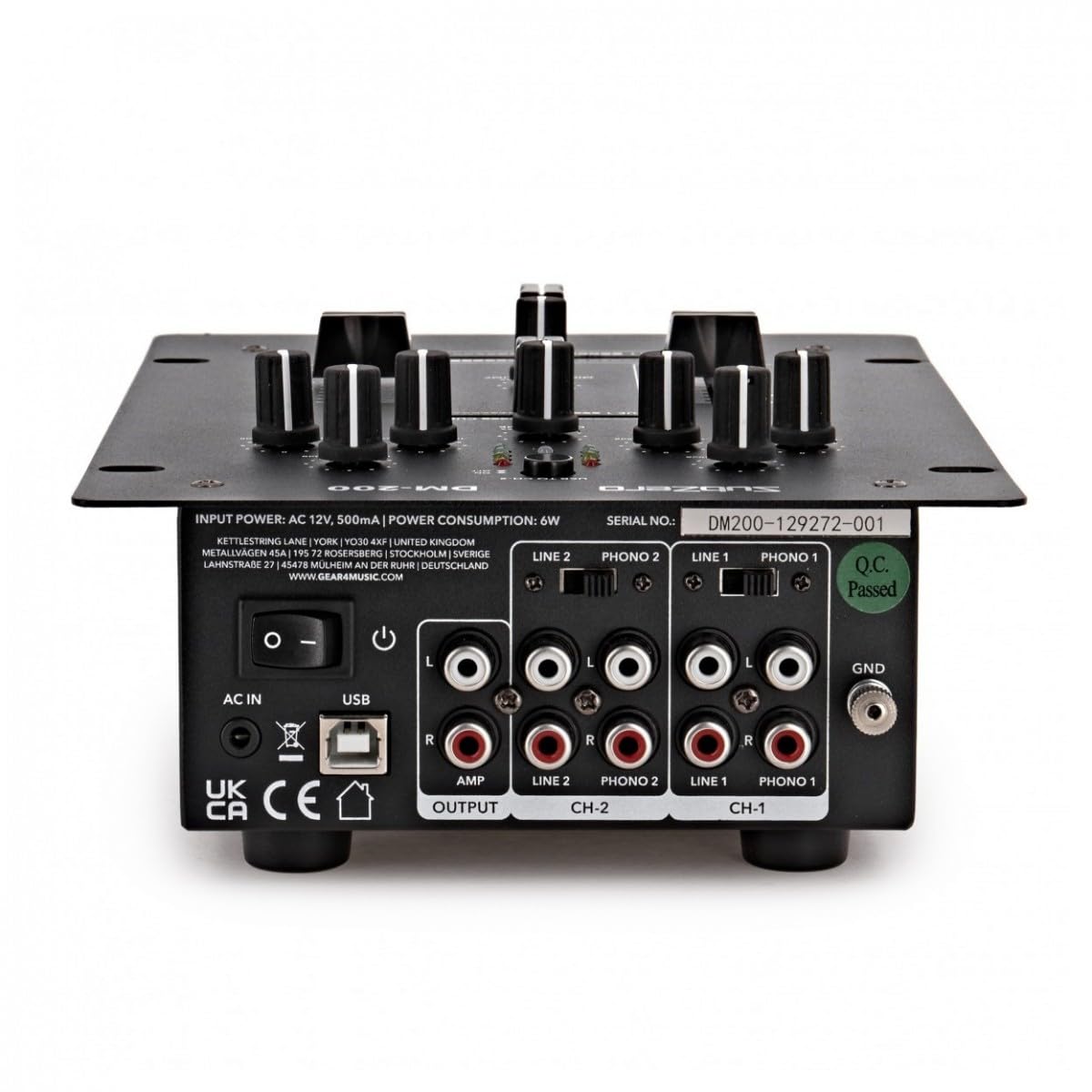 2-Kanal DJ-Mixer mit Crossfader und USB SubZero DM-200 | Kompakter Zweikanal-Mixer, praktischer Crossfader für sanfte Übergänge, USB-Anschluss für Aufnahme