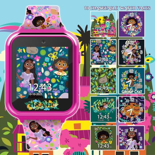 Disney Encanto Kids Smartwatch with Camera, Games, and Fitness Tracker – Interactive Touchscreen Watch with Changeable Faces, Alarm, Voice Recorder, and Step Counter – Fits Wrists 5.5" to 8"4