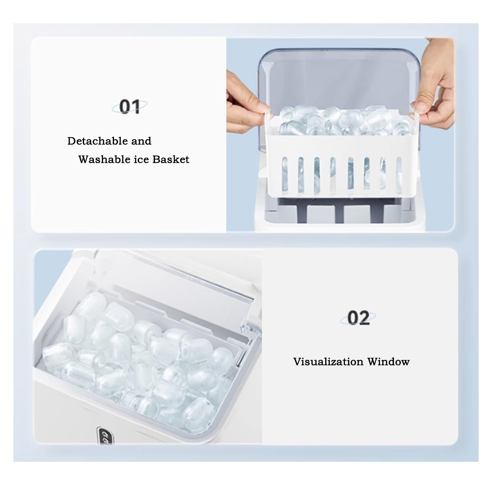 máquina de Hielo Máquina de Hielo portátil Grande for dormitorios domésticos, máquina de fabricación de Hielo Completamente automática, compacta Maquina de Hielo para casa