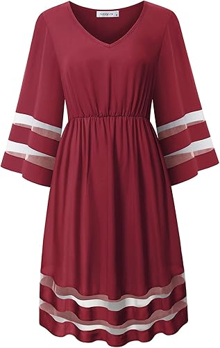 RWJ - Vestido Corto Floral Para Mujer, Talla Grande, Cuello En V, Manga