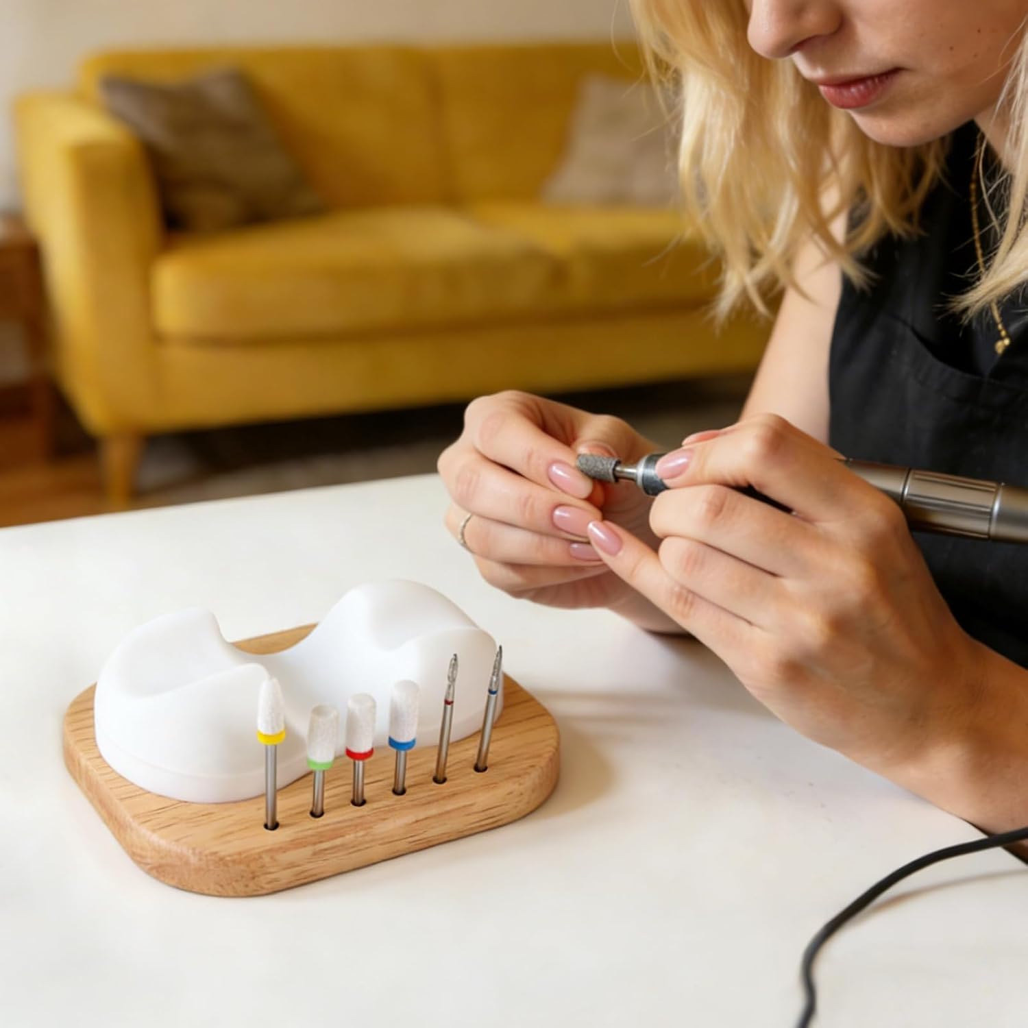 Nail Drill Bit Holder and Organizer, 6-Bit Organizer for Nail Drill Machine, Professional Nail Tools Organizer and Storage Box Case