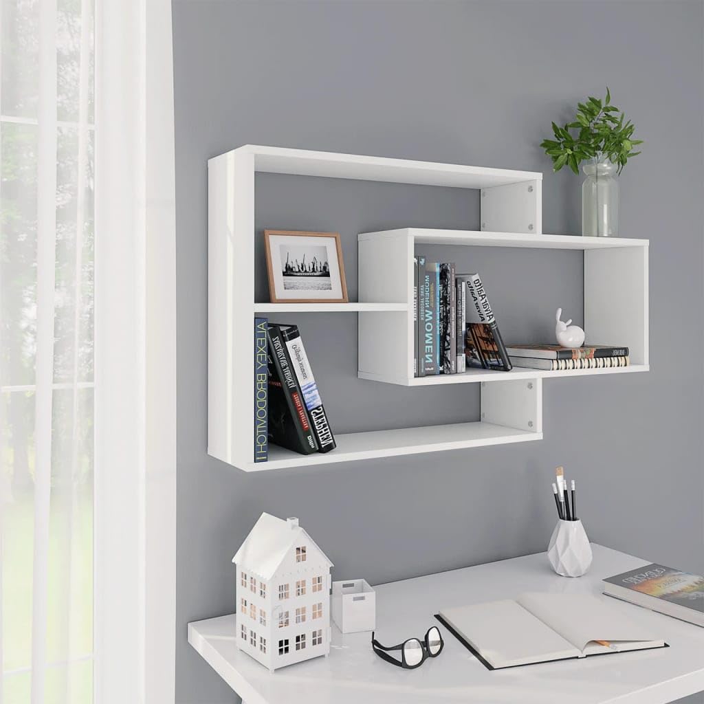 vidaXL Estantes de Pared Contrachapada Mobiliario Decoración Ideal Elegante Práctico Versátil Atractivo Robusto Duradero Resistente Blanco 104x20x58,5