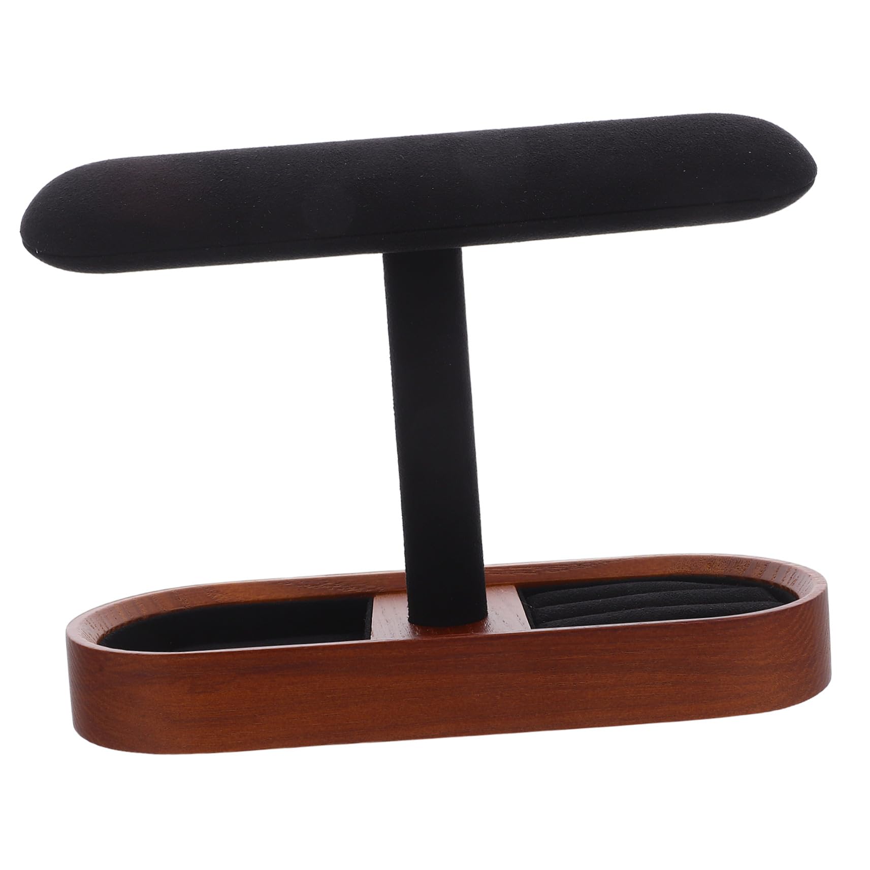 Mobestech Expositor de Madera Maciza T para Relojes Soporte para Pulseras y Anillos Organizador de Joyas de Madera para Exhibir Relojes Collar y Accesorios Dormitorio o Baño