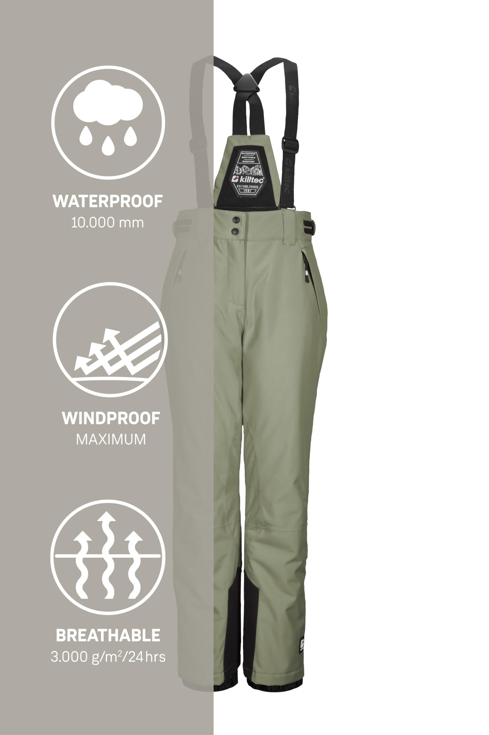 Killtec - Ksw 213 Grls Ski Pnts, Pantaloni da Sci/Funzionali con Pettorina Staccabile, paraspigoli e Protezione antineve Bambine e Ragazze