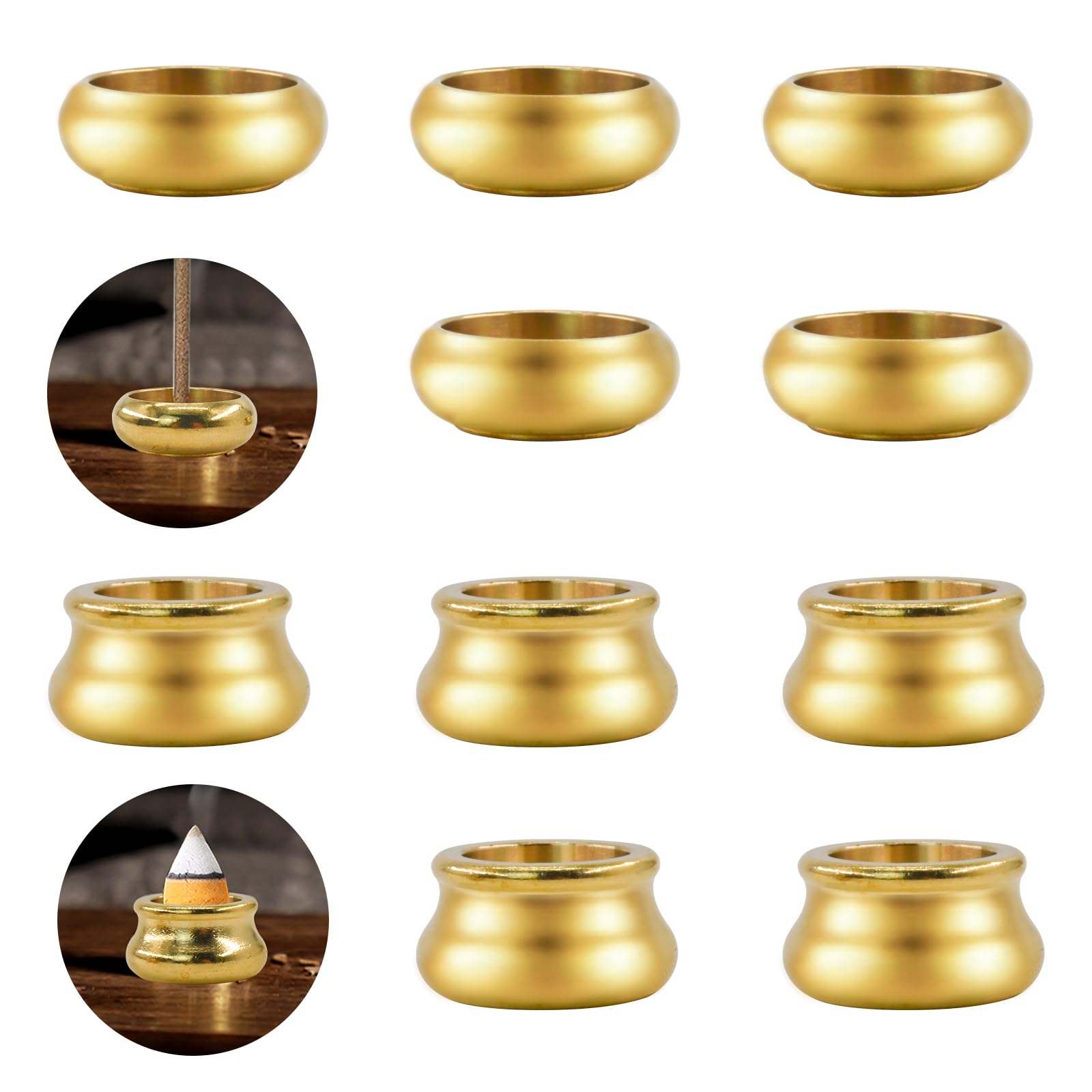 Porte-encens en laiton lot de 12 mini supports dorés pour le yoga