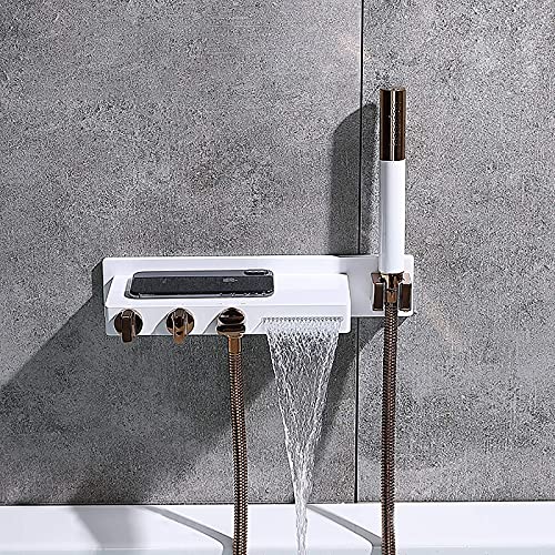 Mitigeur de baignoire cascade design en laiton blanc mat