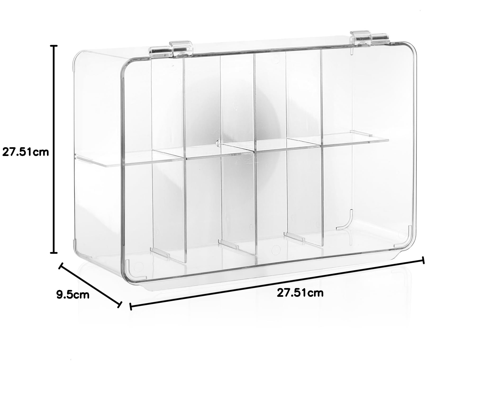 com-four® a herbate Premium z 8 przegródkami i pokrywka na zawiasach | pudelko na torebki herbaty, saszetki z kawa, skladniki do pieczenia - organizer na bizuterie