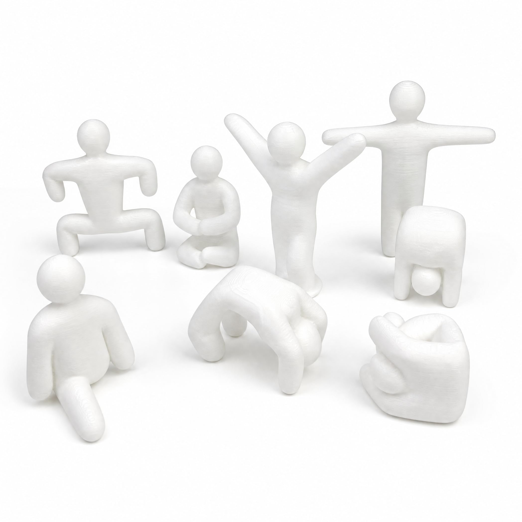 8 Paintable Mecha Chameleon 3D Printed Figures, Unpainted 3D Mecha Chameleon Blank DIY Human Figures, Multi Poses White PLA, 1.37 to 3.75 in for DIY Art and Family Games (#A)