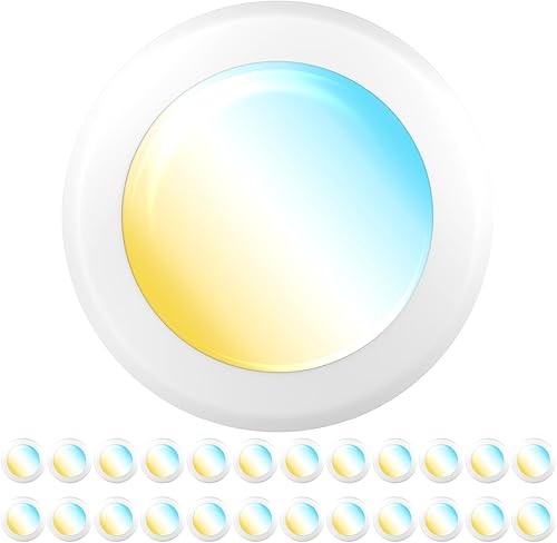 Sunco - Paquete de 24 luces LED de disco de 56 pulgadas, montaje empotrado, temperatura de color seleccionable, 15 W, 1050 lm, montaje en superficie