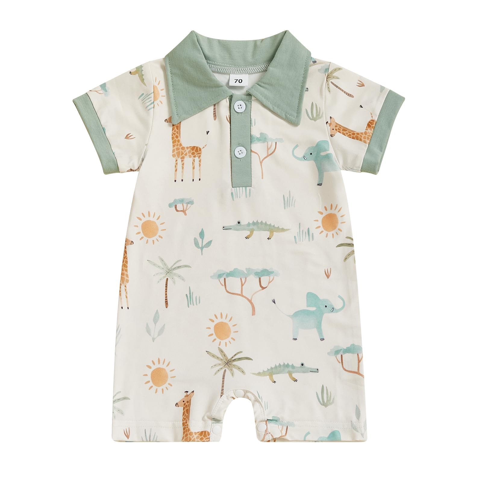 Doisbetthsay Baby Boy Rompers Half Button-up Jumpsuit Short Sleeve Bodysuit Summer Clothes