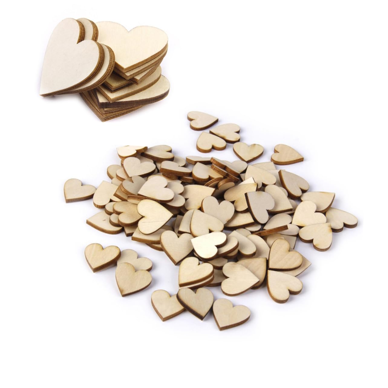 Cuori Legno Shabby 40mm 50 Pezzi per Decoupage e Cartelli | Beige, Levigati e Lucidati su Entrambi i Lati, per Segnaposto e Decorazioni Fai da Te